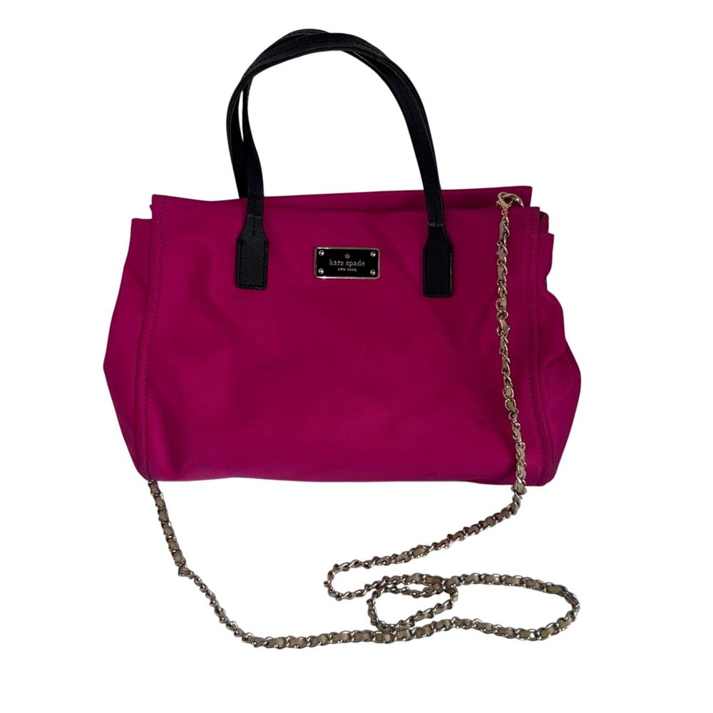 KATE SPADE Designer Fuchsia Mini Tote with Black Handles